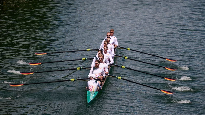 Der neue Deutschland-Achter verpasste bei der EM die erhoffte Medaille. - © Bernd Thissen/dpa