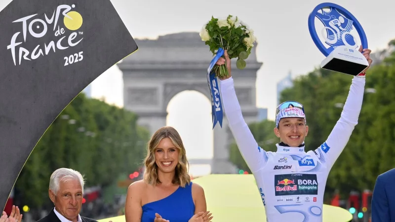 Premiere bei der Deutschland Tour, aber kein WM-Start: Florian Lipowitz. - © Bernard Papon/Pool L\\\'Équipe/AP/dpa