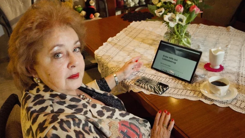 Uschi, die vor zehn Jahren Opfer eines Liebesbetrugs wurde, bietet im Internet anderen Betroffenen Hilfe an. - &copy; Mirko Schernickau/ZDF/dpa