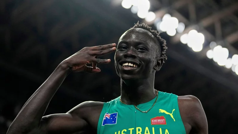 Der 17-j&auml;hrige Gout Gout ist Vergleiche mit Usain Bolt wohl l&auml;ngst gewohnt. - &copy; Petr David Josek/AP/dpa