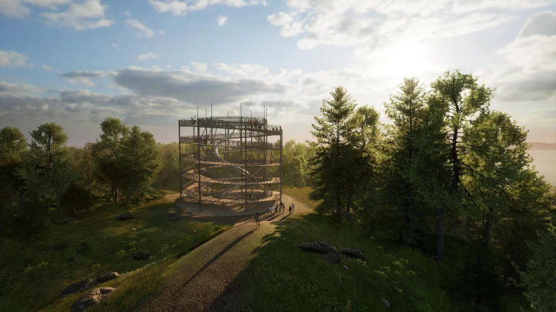 Herzst&uuml;ck des Erlebnisparks ist der Nautilus Tower, welcher mit 20 Metern H&ouml;he eine gute Aussicht bietet. - &copy; Owl Creek Landing/dpa-tmn