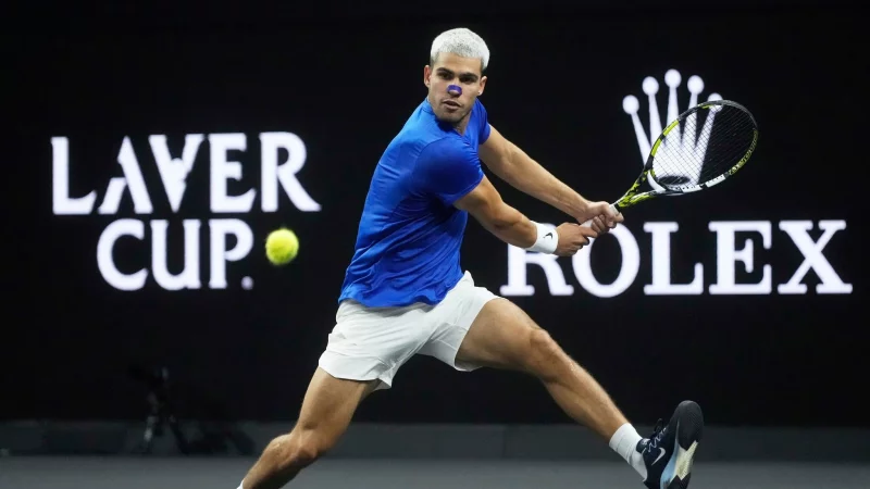 Spaniens Carlos Alcaraz sorgte mit zwei Siegen f&uuml;r europ&auml;ische Hoffnungen. - &copy; Jeff Chiu/AP/dpa