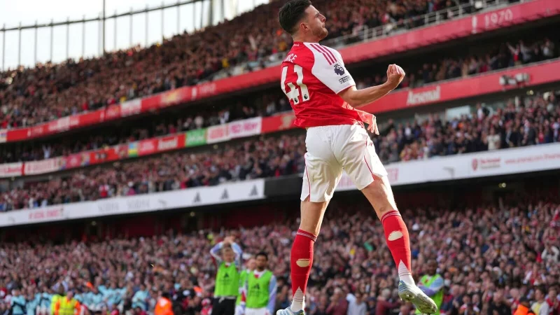 Declan Rice erzielte den Siegtreffer für Arsenal gegen Newcastle. - © Kirsty Wigglesworth/AP/dpa