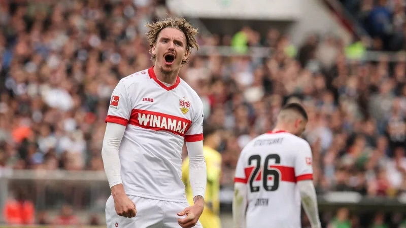 Prägende Figur beim Sieg des VfB Stuttgart beim FC St. Pauli: Torschütze Nick Woltemade. - © Christian Charisius/dpa