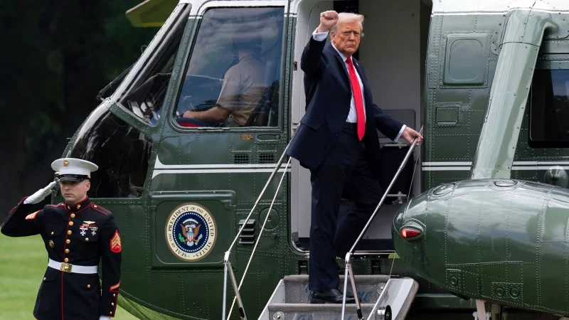 US-Pr&auml;sident Donald Trump flog zum Finale der US Open nach New York. - &copy; Jose Luis Magana/FR159526 AP/AP/dpa