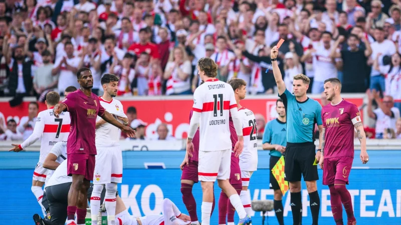 Samuel Essende sah im Spiel beim VfB Stuttgart die Rote Karte. - © Tom Weller/dpa
