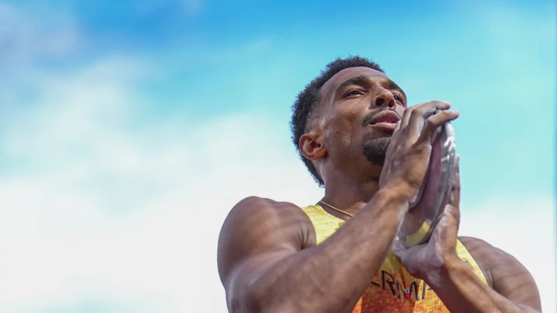 WM-Bestmarke mit dem Diskus im Zehnkampf: Leo Neugebauer. - &copy; Michael Kappeler/dpa