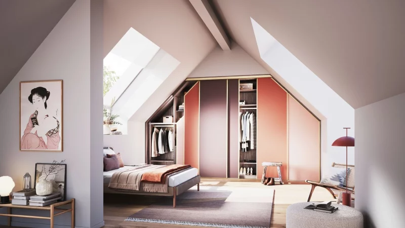 Helle Farben und ein perfekt passender Einbauschrank - so wirkt die Einrichtung im Dachgeschoss harmonisch. - © Cabinet Schranksysteme AG/dpa-tmn