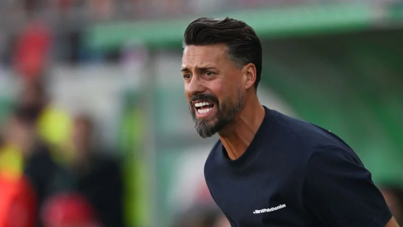 Sandro Wagner im DFB-Pokal seines FC Augsburg beim Halleschen FC. - © Hendrik Schmidt/dpa