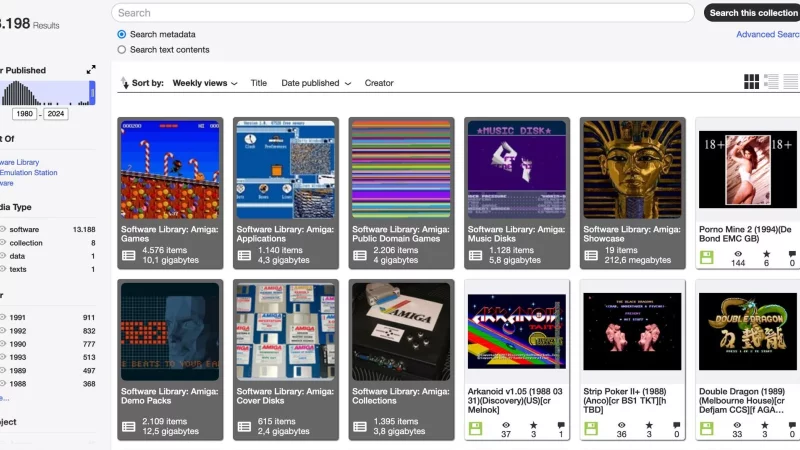 Amiga-Spiele so weit das Auge reicht: Das Internet Archive speichert sie f&uuml;r uns und die Nachwelt. - &copy; archive.org/details/softwarelibrary_amiga/dpa-tmn