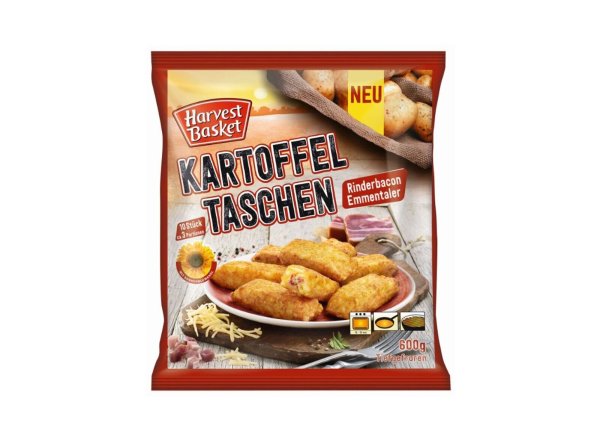 Die Wernsing Feinkost GmbH ruft das Produkt «Harvest Basket Kartoffeltaschen Rinderbacon Emmentaler, 600g» zurück. - © Lidl/obs/dpa