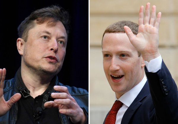 Twitter-Chef Elon Musk (l) und Facebook-Gründer Mark Zuckerberg. - © Susan Walsh/Francois Mori/AP/dpa