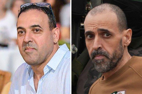 Eli Scharabi auf einem undatierten Bild vor der Entführung und bei seiner Freilassung aus der Geiselhaft. - © Uncredited/Abdel Kareem Hana/Hostage\\\'s Family Forum/AP/dpa