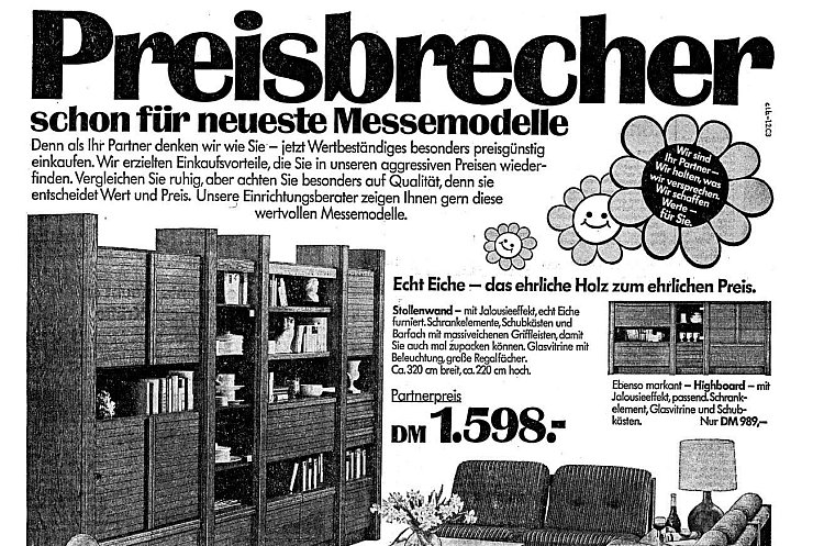 "Preisbrecher" anlässlich der Kölner Möbelmesse versprechen tatsächlich in der Ausgabe gleich mehrere Anzeigen von Händlern. Achtung: Die Armlehnen müssen hier extra bezahlt werden. - © Lippische Landes-Zeitung