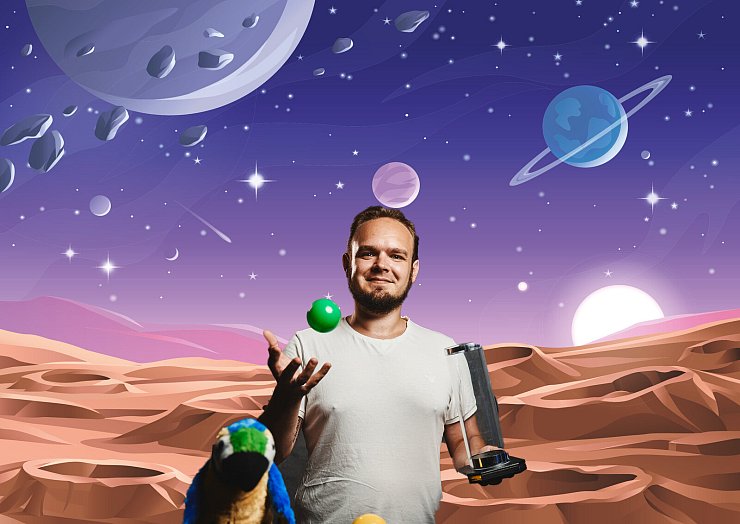 Patrick Bernecker lädt die Kids zur "Reise ins All". - © Bildrechte Patrick Bernecker