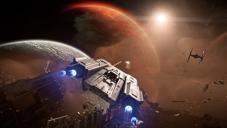 Mit unserem in Gauner-Manier, nun ja, ergaunerten Raumschiff "Trailblazer" können wir zwischen verschiedenen Planeten reisen und uns in Dogfights messen. - © Ubisoft/Massive