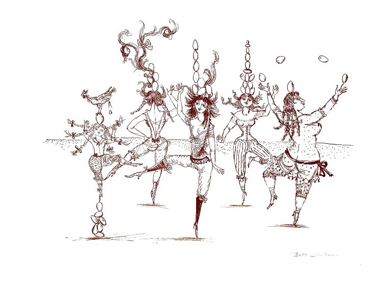 Bele Bachem (1916-2005) “Eiertänzerinnen”, Lithografie,1966. Privatbesitz. - Piet Breed. © VG Bild-Kunst, Bonn, 2024
