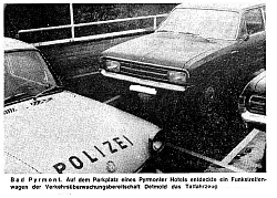 Das Fahrzeug, mit dem der Täter damals flüchtete. Dabei handelte es sich um einen gemieteten Opel-Rekord. - © LZ-Archiv/W.Swat