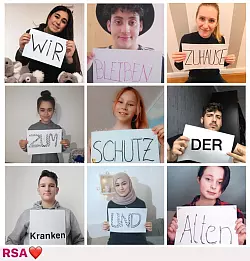 Die Sch&uuml;ler appelieren an den Gemeinschaftssinn und rufen zur Solidarit&auml;t und Unterst&uuml;tzung der Schw&auml;cheren in unserer Gesellschaft auf. - &copy; Realschule Augustdorf