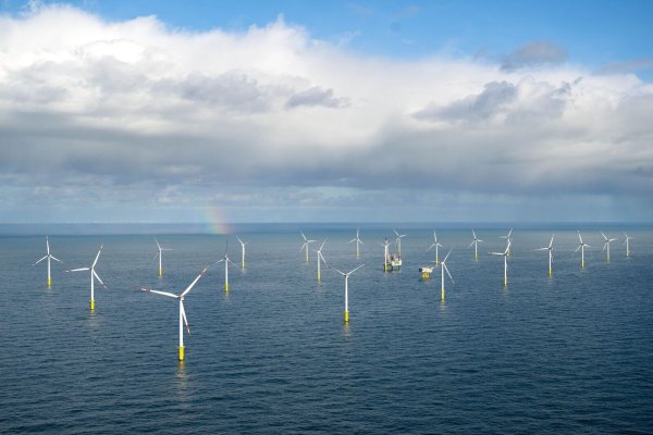 Der Offshore-Windpark Riffgat rund 15 Kilometer nördlich der Insel Borkum. - © Sina Schuldt/dpa
