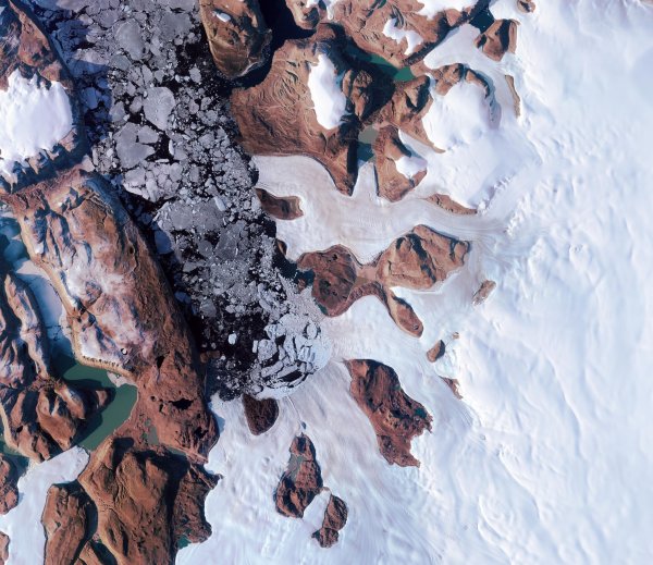 Der Harder Gletscher im Norden Grönlands hat bei Forschenden für eine große Überraschung gesorgt. - © Copernicus Sentinel/ESA/dpa