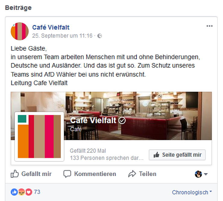 Dieser Facebook-Post wird derzeit heftig diskutiert. - © Screenshot Facebook