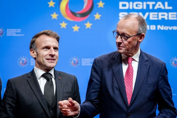 «Buy european»: Macron und Merz wollen sich dafür einsetzen, dass in der Beschaffung von Technologie mehr auf europäische Produkte gesetzt wird. - © Kay Nietfeld/dpa