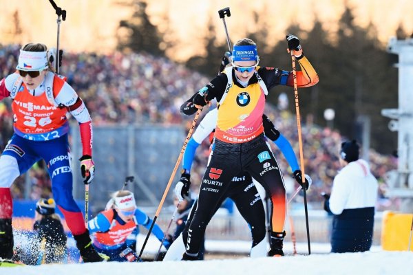 Franziska Preuß verabschiedet sich aus Ruhpolding mit einem Podestplatz. - © Sven Hoppe/dpa