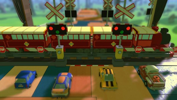 Kommt ein Zug, pausiert das Rennen: «Make Way» glänzt mit vielen verrückten Einfällen. - © ---/Nintendo/dpa