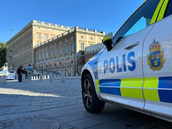 Ein Polizeiauto steht im Herzen von Stockholm vor dem Königsschloss. Nicht weit von dem Schloss entfernt befindet sich auch der Park Kungsträdgården. (Illustration) - © Steffen Trumpf/dpa