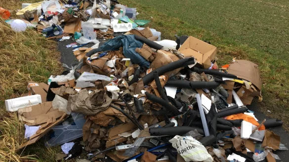 Immer wieder wird illegal Müll entsorgt, so wie auf dem Foto auf einem Barntruper Wirtschaftsweg. - © Stadt Barntrup