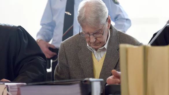 Der Angeklagte Reinhold Hanning beim Prozessauftakt im Saal der IHK-Lippe. - &copy; dpa