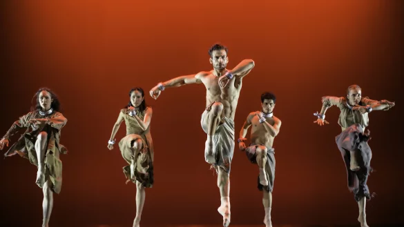 Samba hat seine Urspr&uuml;nge in Afrika - Sklaven haben den Tanz nach S&uuml;damerika gebracht - hier zeigen Mirea Mauriello, Madoka Sato, Felipe Sales, Caio Amaral und Veronika Jungblut die Herkunft. - &copy; Landestheater/Marc Lontzek