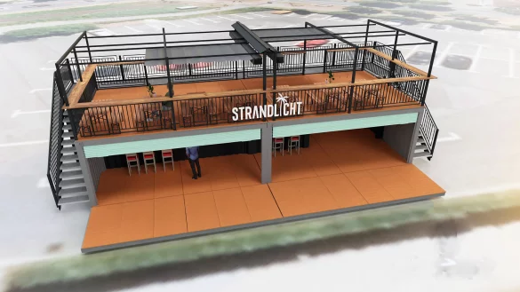 So wird sie aussehen, die neue Bar an den Bega-Terrassen. Bis Oktober soll sie jeden Tag ge&ouml;ffnet sein. Getr&auml;nke und Essen gibt es auch au&szlig;er Haus. - &copy; Rechte: Strandlicht GmbH