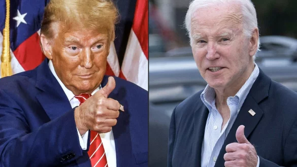 Gehen voraussichtlich ins Rennen um die US-Pr&auml;sidentschaft: Ex-Pr&auml;sident Donald Trump (l.) und Amtsinhaber Joe Biden. - &copy; TANNEN MAURY,BRENDAN SMIALOWSKI/AFP