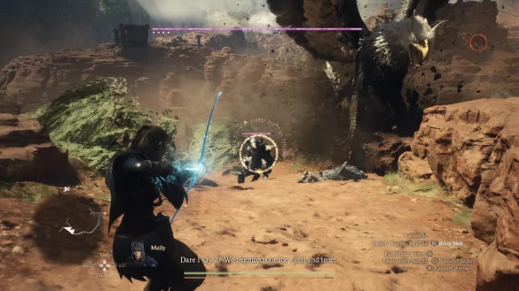 Gerade als wir mit unserem Magiebogensch&uuml;tzen einen B&ouml;sewicht bek&auml;mpfen, erscheint ein m&auml;chtiger Greif direkt vor uns. - &copy; Christian Lund