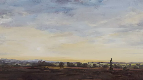 "Sonnenuntergang im Lipperland" heißt dieses Ölgemälde von Philipp Hiller aus Detmold. Es zeigt die Landschaft in Billinghausen und ist in der Ausstellung im Schloss Brake zu sehen. - © Landesverband Lippe