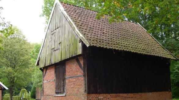 Mitarbeiter des Freilichtmuseums zeigen historisches Handwerk und erneuern die Schwelle am Haferkasten des Westm&uuml;nsterl&auml;nder Hofes auf dem Museumsgel&auml;nde. - &copy; LWL