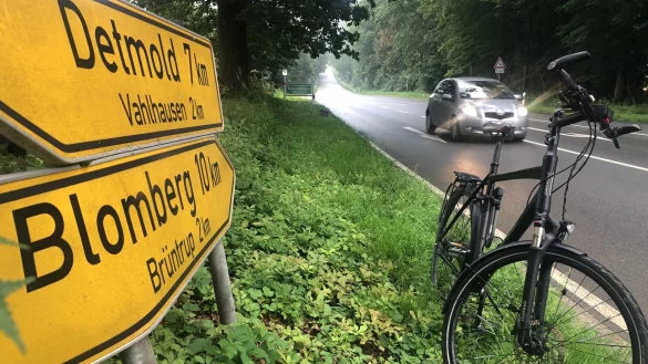 In den Sommerferien komplett dicht, dann f&uuml;r ein ganzes Jahr nur in Richtung Detmold frei: Die Vahlhauser Stra&szlig;e (auf Detmolder Gebiet: Blomberger Stra&szlig;e) zwischen Br&uuml;ntrup und Niedersch&ouml;nhagen. - &copy; Martin Hostert