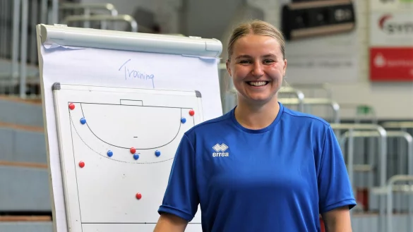 Maxi Mühlner, Neuzugang des Handball-Bundesligisten HSG Blomberg-Lippe, ist bereit für die nächste Trainingseinheit an der Ulmenallee. - © Oliver König