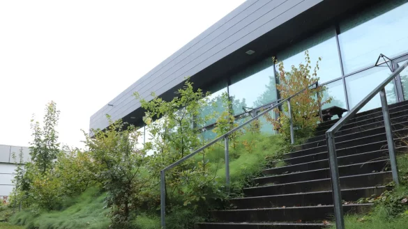 Hinter der Mensa der Felix-Fechenbach-Gesamtschule soll der Au&szlig;enbereich umgestaltet werden, so dass die FFG ihn auch f&uuml;r Unterrichtseinheiten im Freien nutzen kann. Einen Gro&szlig;teil der Umbaukosten &uuml;bernimmt der F&ouml;rderverein der Schule. - &copy; Birgit Guhlke