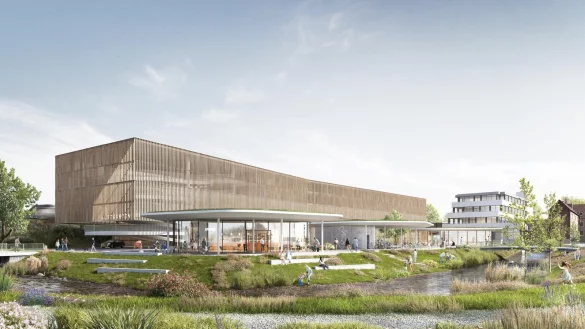 Der Siegerentwurf von Michels aus Berlin sieht drei Pavillons außen vor. Außerdem gibt es Stellflächen unter der Erde. - © michels architekten