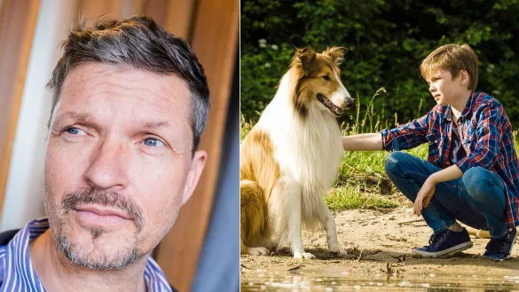 Schauspieler Hardy Kr&uuml;ger jr. (l.) hat Silke F&ouml;rster aus Halle erst k&uuml;rzlich am Set von "Rote Rosen" getroffen. Auch im Kinofilm "Lassie" war sie dabei. - &copy; dpa