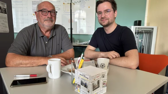 Eduard B&ouml;ger (l) und Robin Meier in der LZ-Redaktion. - &copy; Sven Kienscherf