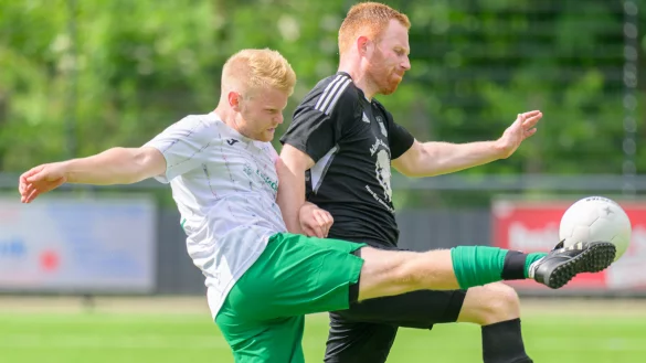 Am Kampfeswillen lag es nicht - die Mannschaft von Timo Welsandt best&uuml;rmte das Tor der Horner. In dieser Szene zieht Marvin Schmidt (wei&szlig;) von der SG Belle-Cappel-Leopoldstal auf das Tor des TuS Horn-Bad Meinberg. Maurice Gr&uuml;ttner kann nicht mehr effektiv st&ouml;ren. Foto: Egon Penner - &copy; EGON PENNER