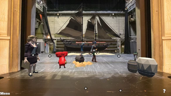 Das Kulturstrolche-Game im Landestheater Detmold: Verschiedene Aufgaben f&uuml;hren durch Bereiche vor und hinter der B&uuml;hne, die bei einem normalen Theaterbesuch zum Teil verborgen bleiben. - &copy; Landestheater