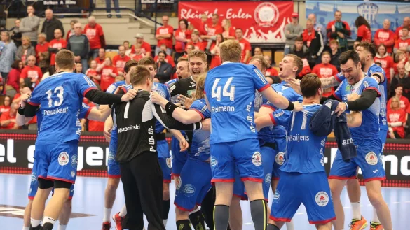 Der Jubel beim TBV nach dem Viertelfinalerfolg in Ludwigshafen war gro&szlig;. - &copy; Paul Cohen