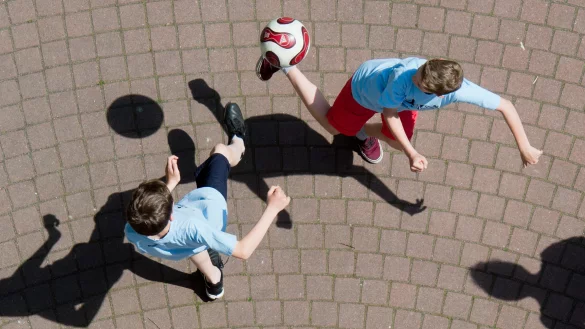 Fu&szlig;ball haben Kinder auf einem Bielefelder Schulhof gespielt. Statt eines Balls, wie in diesem Symbolbild, kickten sie einen kleinen Igel hin und her. Er ist schwer verletzt. - &copy; Julian Stratenschulte