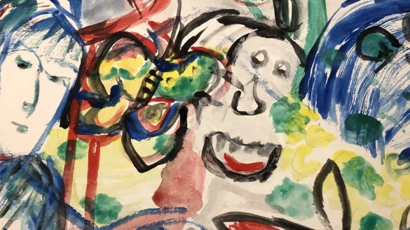 Dieses Bild ist w&auml;hrend einer fr&uuml;heren Malaktion im "Tanz Treff" entstanden.F&uuml;r an Parkinson-Erkrankte ist es wichtig aktiv zu bleiben. - &copy; Margret Hey