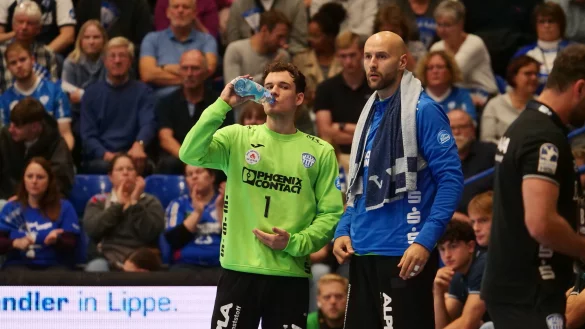 Sind gespannt auf das Duell mit den Rhein-Neckar L&ouml;wen: Constantin M&ouml;stl und Urh Kastelic. - &copy; J&ouml;rg Hagemann